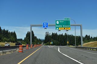 The Gee Creek Rest Area lies within the parclo A2 interchange (Exit 11) with SR 502 adjacent to Gee Creek.