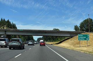 Seattle is 133 miles north of the Kalama River Road over crossing via Interstate 5. Longview is nine miles to the northwest.