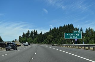 Exit 40 connects with N Kelso Avenue (former SR 431) south back to Downtown Kelso and Holcomb Road north onto the western slope of Mount Brynion.