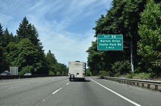 Old Pacific Highway converges with Interstate 5 at Barnes Drive and the succeeding exit northbound.