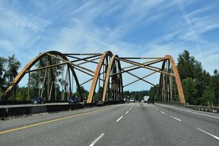Interstate 5 north crossing the Toutle River in Lewis County, Washington