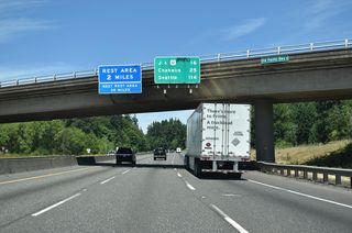 The Toutle River Rest Area lies two miles north of Barnes Drive and Exit 52.
