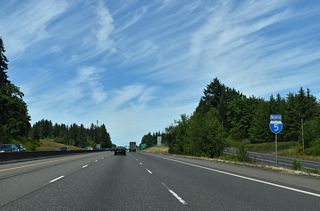 Cowlitz Ridge Road accompanies Interstate 5 along the east side northward to Exit 60.