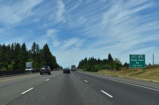 SR 506 runs along the west side of Interstate 5 from Exit 59 north to the diamond interchange (Exit 60) with Toledo Vader Road.