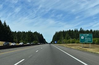U.S. 12 heads west across Jackson Prairie from Jackson Highway (Historic U.S. 99) at Marys Corner to Interstate 5 at Exit 68.
