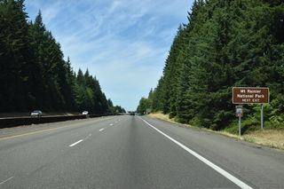 U.S. 12 east traverses the Cascade Range, passing just south of Mount Rainier National Park. The park can be accessed at junctions with SR 7 on the west end, or SR 123 on the east end. The northern entrance to Mount Saint Helens National Volcanic Monument is also off U.S. 12 via SR 131 south from Randle.