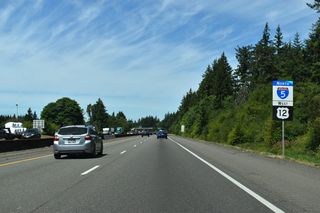U.S. 12 west combines with Interstate 5 north for 19.95 miles to Grand Mound.