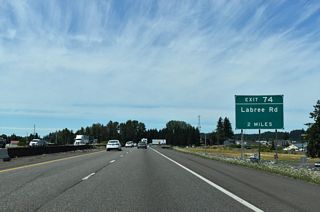 Heading northwest, I-5/U.S. 12 next meet Labree Road at Exit 74 by Chehalis Industrial Park.