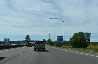I-5/U.S. 12 span the BNSF Railroad and Dillenbaugh Creek at Chehalis Junction.