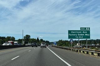 There is no road named Factory Outlet Way in Centralia. The stores of the Centralia Factory Outlets are located along Harrison Avenue east of I-5/U.S. 12 and along parallel Lum Road on the west side of the freeway.