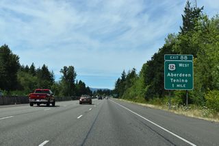 U.S. 12 parts ways with Interstate 5 north at the census designated place of Grand Mount. The highway continues 46.32 miles from Exit 88 west to U.S. 101 in the Aberdeen city center.