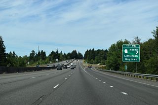 Maytown Road continues west from SR 121 and the folded diamond interchange at Exit 95 to the unincorporated community of Littlerock.