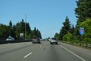 This confirming marker for Interstate 5 stands beyond the entrance ramp from Trosper Road.