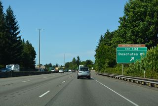 Deschutes Way is named for the Deschutes River which flows into Budd Inlet at the south end of Olympia. The historic district references Tumwater Historical Park, a park next to Capitol Lake along Deschutes Way.