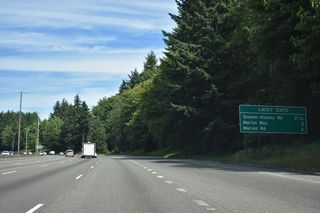 Located 2.25 miles to the east, Exit 108 for Sleater-Kinney Road is the first of three exits for the city of Lacey, a city incorporated in 1966.