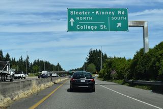 South from I-5, Sleater-Kinney Road is a commercial boulevard passing between the South Sound Center and Market Square retail areas.