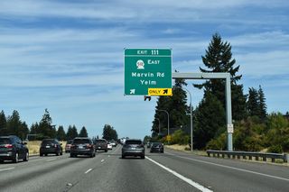 Construction in 2019/20 converted the diamond interchange at Exit 111 into a DDI. Marvin Road extends north from I-5 to 56th Avenue NE near Tolmie State Park.