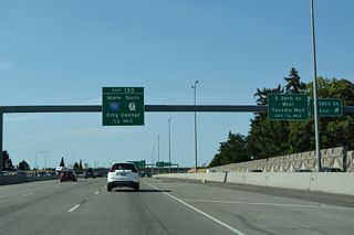 Formerly a full cloverleaf interchange, the loop ramps joining 38th Street with I-5 were removed to eliminate weaving traffic at Exit 132.