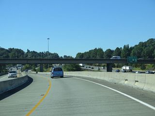 The entrance ramp from SR 518 east to Interstate 5 north merges with the HOV-2 lane beyond the Southcenter Boulevard underpass.
