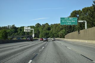 Turning northwest, Interstate 5 parallels the Union Pacific and BNSF Railroads in addition to SR 900 (Martin Luther King, Jr. Way) at the Allentown and Duwamish sections of north Tukwila.