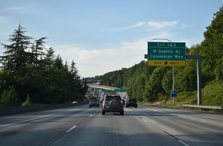 A multi level interchange links I-5, the West Seattle Bridge, and Columbian Way east. The West Seattle Bridge is a locally maintained freeway leading west to 35th Avenue SW and Fauntleroy Way SW at West Seattle.