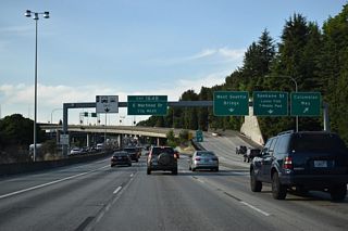 Spokane Street parallels the West Seattle Bridge viaduct, connecting Interstate 5 with 1st Avenue S north to Lumen Field and T-Mobile Park. Columbian Way winds east from the viaduct to Beacon Hill, South Seattle and Rainier Valley.