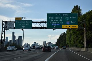 I-90 is the longest Interstate highway in the system at 3,020.54 miles in length. The transcontinental route joins Washington's largest city with Spokane, the state's largest city east of the Cascades. Further east, I-90 spans the Rockies to Butte, Montana and across the Great Plains to Sioux Falls, South Dakota. I-90 joins the major metropolitan areas of Minneapolis-St. Paul, Chicago, Cleveland, Buffalo and Boston.