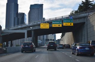 7th Avenue runs alongside I-5 north from the James Street to Madison and Spring Streets by the First Hill neighborhood.