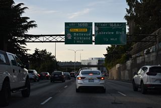 Lakeview Boulevard shifts to the east side of Interstate 5 at Belmont Avenue, one half mile ahead of Exit 168 A. Exit 168 B constitutes the eastbound beginning of SR 520 to Bellevue and Redmond. The state route runs 12.82 miles to SR 202 (Redmond Way).