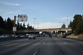 The Express Lanes return to Interstate 5 north and the HOV-2 lane resumes on the left side of the freeway mainline.