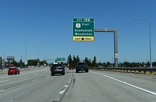 The U.S. 2 end point is formally located at the intersections of California Street west / Hewitt Avenue east with parallel SR 529 (Maple Street) next to the directional T interchange at Exit 194.