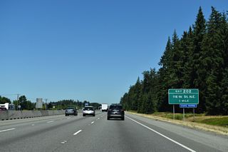 The single point interchange at Exit 202 links Interstate 5 with 116th Street NE near Kruse in north Marysville.