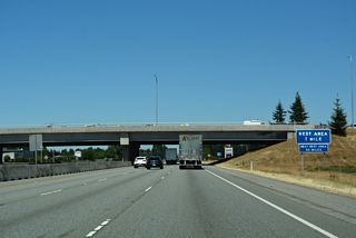 Interstate 5 runs north along the Arlington city line to the first rest area facility since Federal Way.