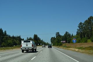 Old 99 N (Historic U.S. 99) runs along the west side of Interstate 5 through a rural area of northern Snohomish County