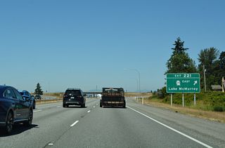 SR 534 travels 5.08 miles east to SR 9 at Lake McMurray. Fir Island Road stems west from Pioneer Highway and Conway to Best Road north toward La Conner.