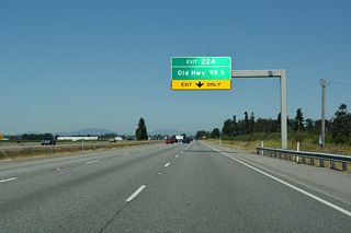 Exit 224 to Old Highway 99 S is the first of four to serve the city of Mount Vernon along Interstate 5 north.