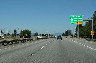 SR 20 circumvents the Burlington city center via Rio Vista Avenue east, Burlington Boulevard north, and Avon Avenue east to reach the North Cascades Highway. The state route continues east to Sedro-Woolley, Lyman, Hamilton and Concrete.