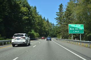 Bow Hill Road runs west from Old Highway 99 N and Prairie Road at Jarman Prairie to the diamond interchange at Exit 236.