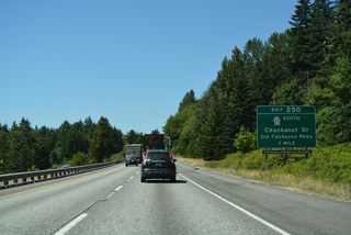 SR 11 returns to I-5 at the first of seven exits for Bellingham east from Samish Bay along Old Fairhaven Parkway. The state route began at Exit 231 in Burlington.