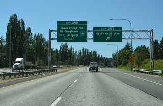 Northwest Avenue branches west from Elm Street north of Downtown Bellingham to a modified diamond interchange (Exit 257) with Interstate 5.