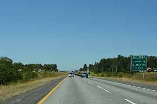 Slater Road stems west from Northwest Drive to a dumbbell interchange with Interstate 5 at Exit 260.