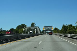 Interstate 5 north crossing the Nooksack River at Ferndale, Washington