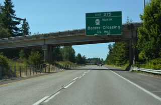 All trucks and buses (commercial traffic) bound for Canada are required to use the border crossing along SR 543 north from Exit 275.