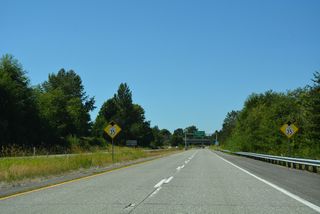 The speed limit reduces to 35 m.p.h. along Interstate 5 north ahead of the H Street overpass.