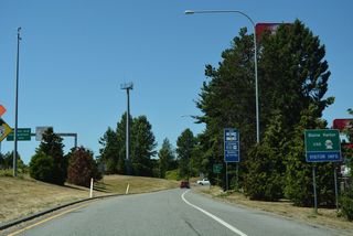 All motorists not destined to Canada must leave Interstate 5 at Exit 276. Marine Drive stems west from the roundabout joining SR 548 with the southbound I-5 ramps to Blaine Harbor.