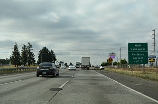 The first exit from I-205 connects with NE 134th Street between I-5 and NE 20th Avenue (Old U.S. 99/830). The arterial east becomes Salmon Creek Avenue ahead of the Washington State University (WSU) Vancouver campus.
