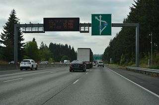 Interstate 205 comprises a suburban bypass of Portland, Oregon.