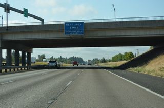 The Gee Creek Rest Area lies one mile south of Pioneer Street along Interstate 5.