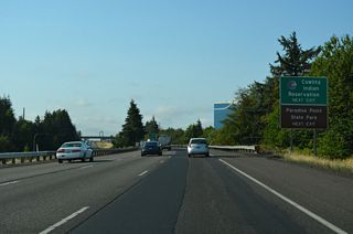 Paradise Park Road stems north from La Center Road nearby to Paradise Park State Park. The Cowlitz Indian reservation lines the west side of Interstate 5 at Exit 16.