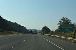 Dike Access Road connects Interstate 5 south with Old Pacific Highway (Old U.S. 99/830) south into Woodland and Dike Road along the levee above Burke Slough.